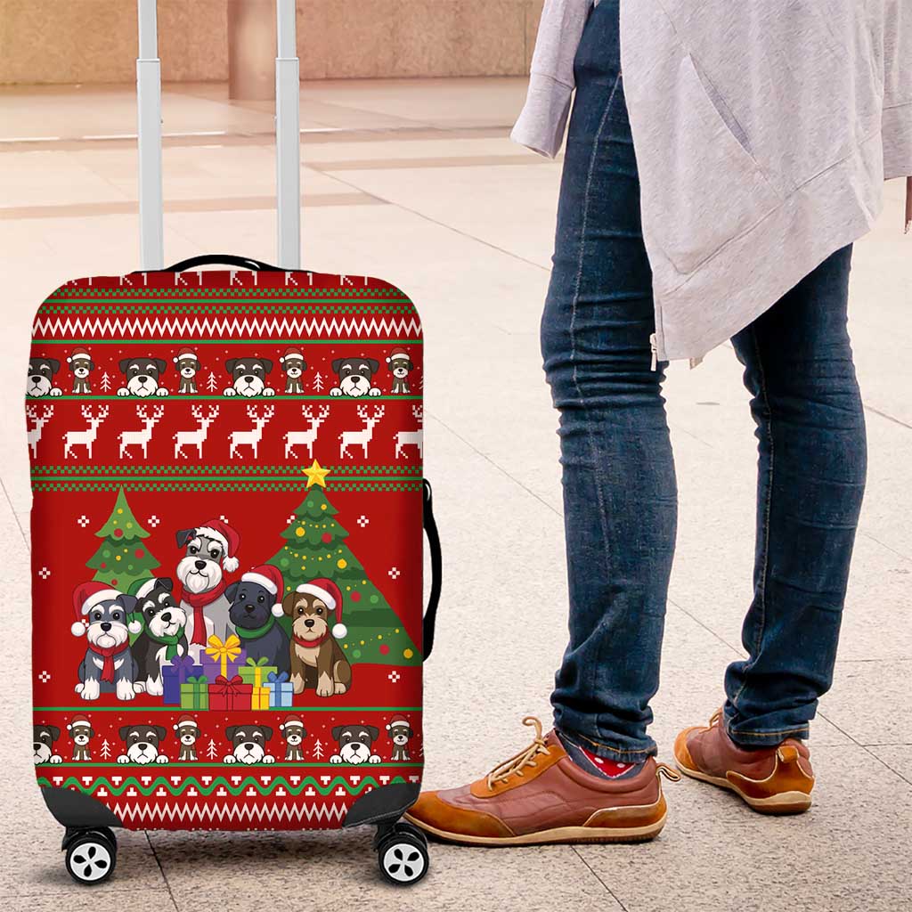 Miniature Schnauzer Family Snow Christmas Luggage Cover Xmas Holiday Patterns - Wonder Print Shop