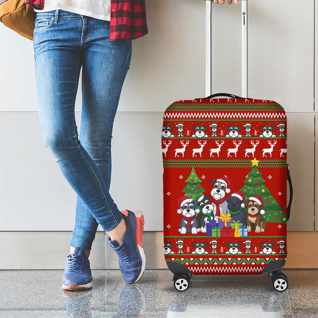 Miniature Schnauzer Family Snow Christmas Luggage Cover Xmas Holiday Patterns - Wonder Print Shop