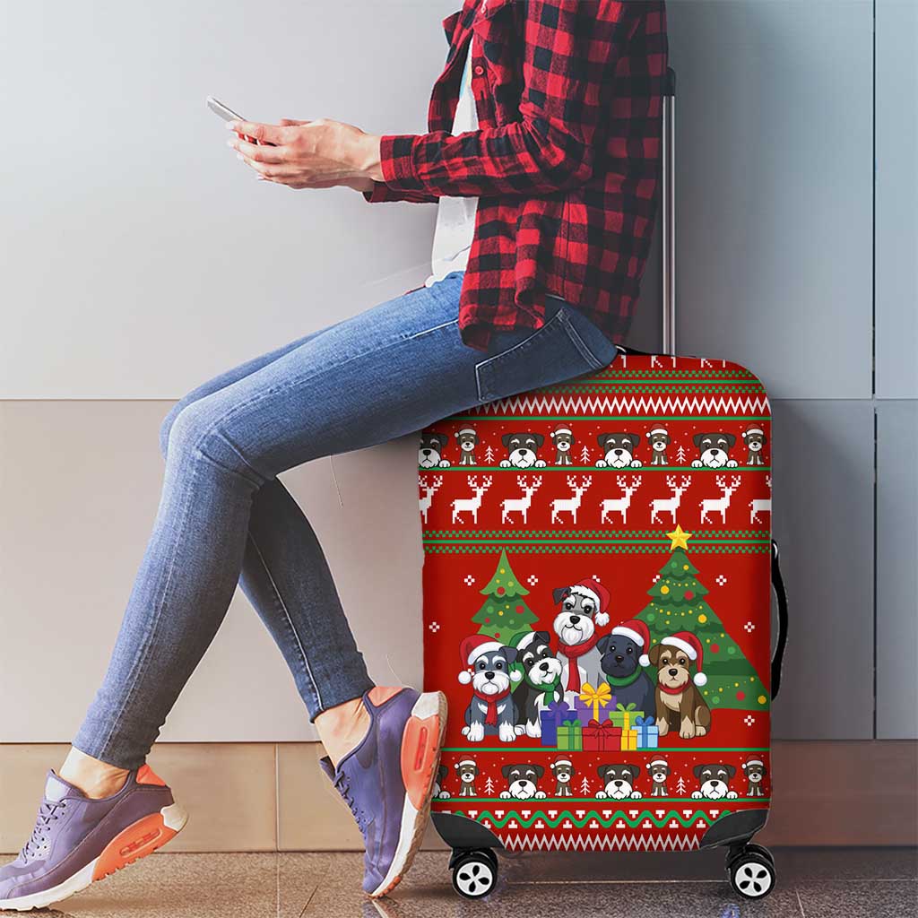 Miniature Schnauzer Family Snow Christmas Luggage Cover Xmas Holiday Patterns - Wonder Print Shop