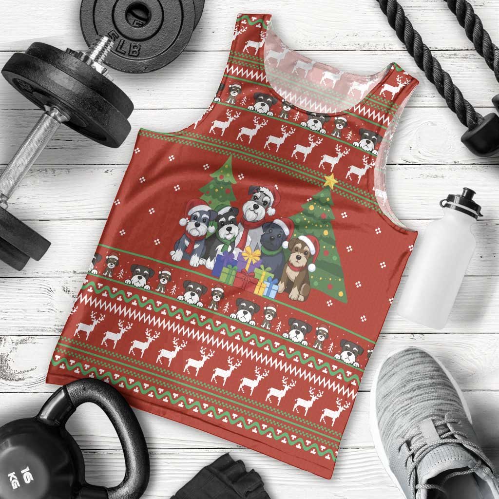 Miniature Schnauzer Family Snow Christmas Men Tank Top Xmas Holiday Patterns - Wonder Print Shop