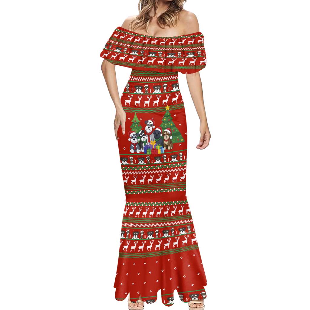 Miniature Schnauzer Family Snow Christmas Mermaid Dress Xmas Holiday Patterns - Wonder Print Shop