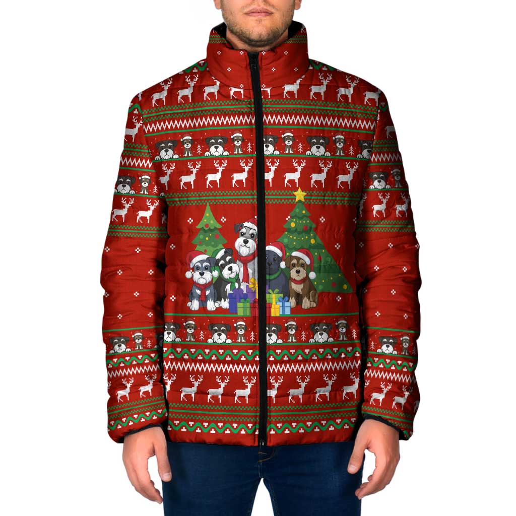 Miniature Schnauzer Family Snow Christmas Padded Jacket Xmas Holiday Patterns - Wonder Print Shop