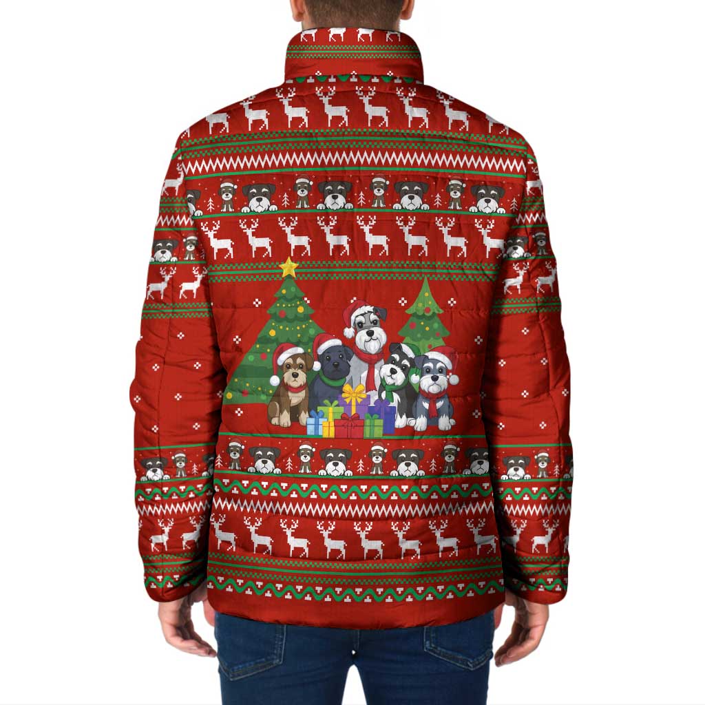 Miniature Schnauzer Family Snow Christmas Padded Jacket Xmas Holiday Patterns - Wonder Print Shop