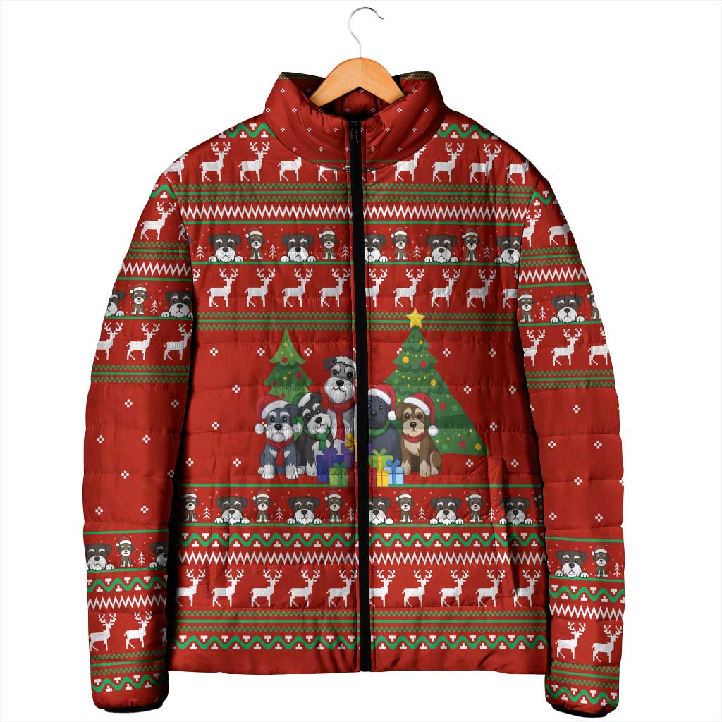 Miniature Schnauzer Family Snow Christmas Padded Jacket Xmas Holiday Patterns - Wonder Print Shop