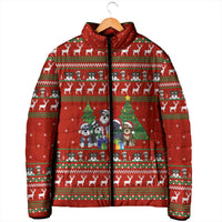 Miniature Schnauzer Family Snow Christmas Padded Jacket Xmas Holiday Patterns - Wonder Print Shop