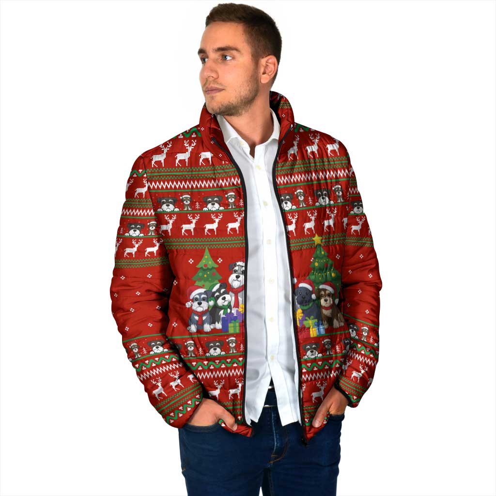 Miniature Schnauzer Family Snow Christmas Padded Jacket Xmas Holiday Patterns - Wonder Print Shop