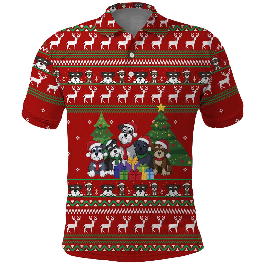 Miniature Schnauzer Family Snow Christmas Polo Shirt Xmas Holiday Patterns - Wonder Print Shop
