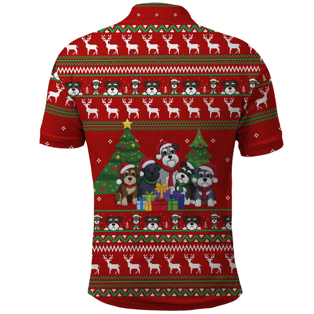 Miniature Schnauzer Family Snow Christmas Polo Shirt Xmas Holiday Patterns - Wonder Print Shop