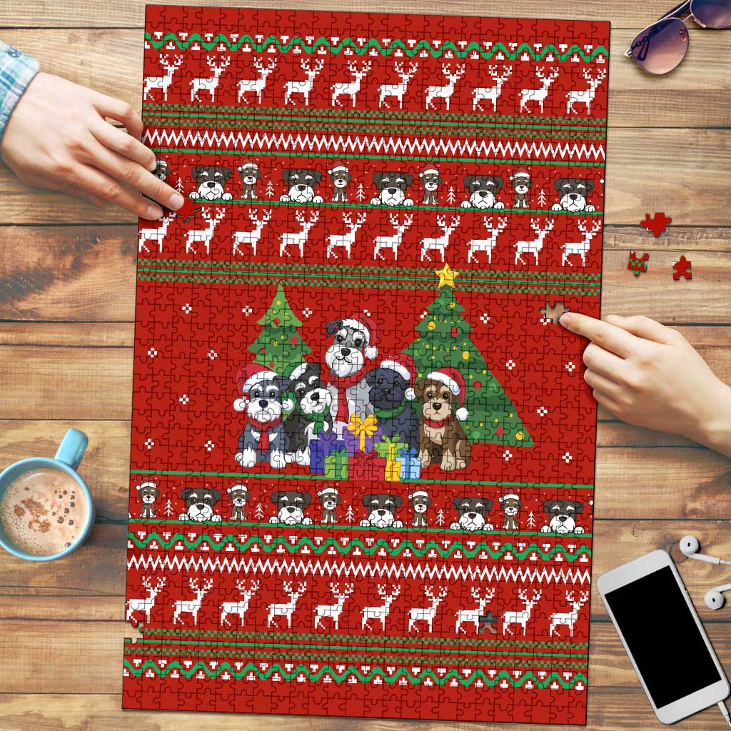 Miniature Schnauzer Family Snow Christmas Puzzle Xmas Holiday Patterns - Wonder Print Shop