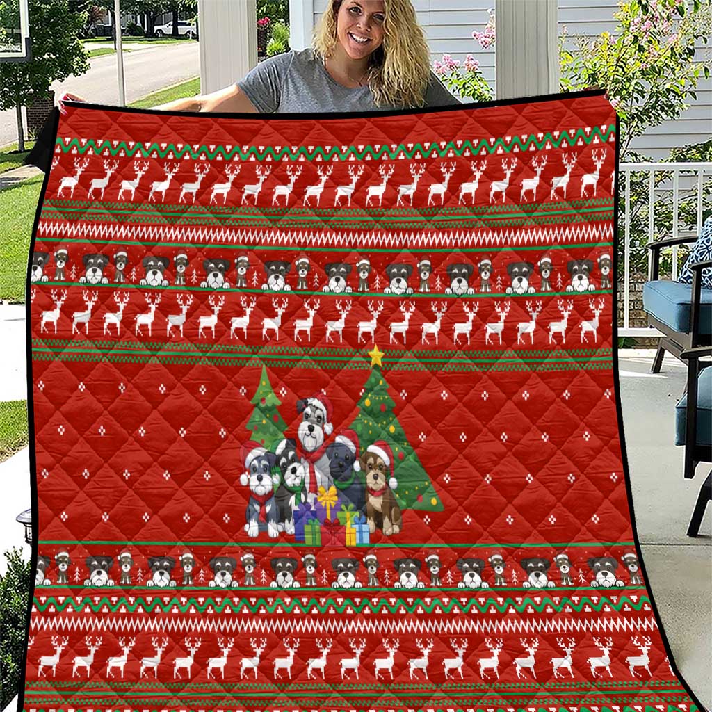 Miniature Schnauzer Family Snow Christmas Quilt Xmas Holiday Patterns - Wonder Print Shop