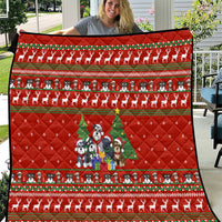 Miniature Schnauzer Family Snow Christmas Quilt Xmas Holiday Patterns - Wonder Print Shop