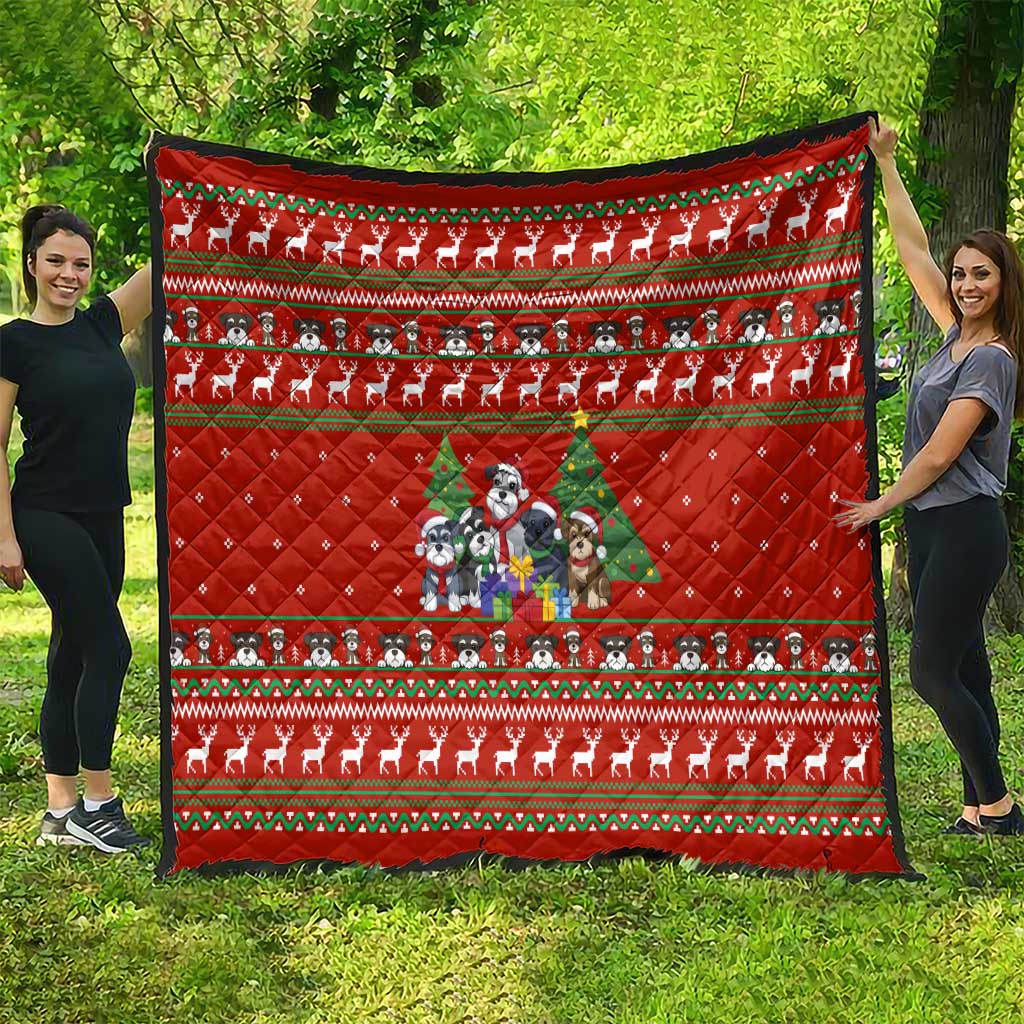 Miniature Schnauzer Family Snow Christmas Quilt Xmas Holiday Patterns - Wonder Print Shop