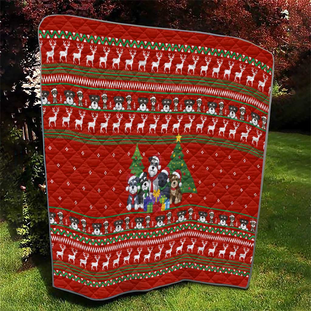 Miniature Schnauzer Family Snow Christmas Quilt Xmas Holiday Patterns - Wonder Print Shop