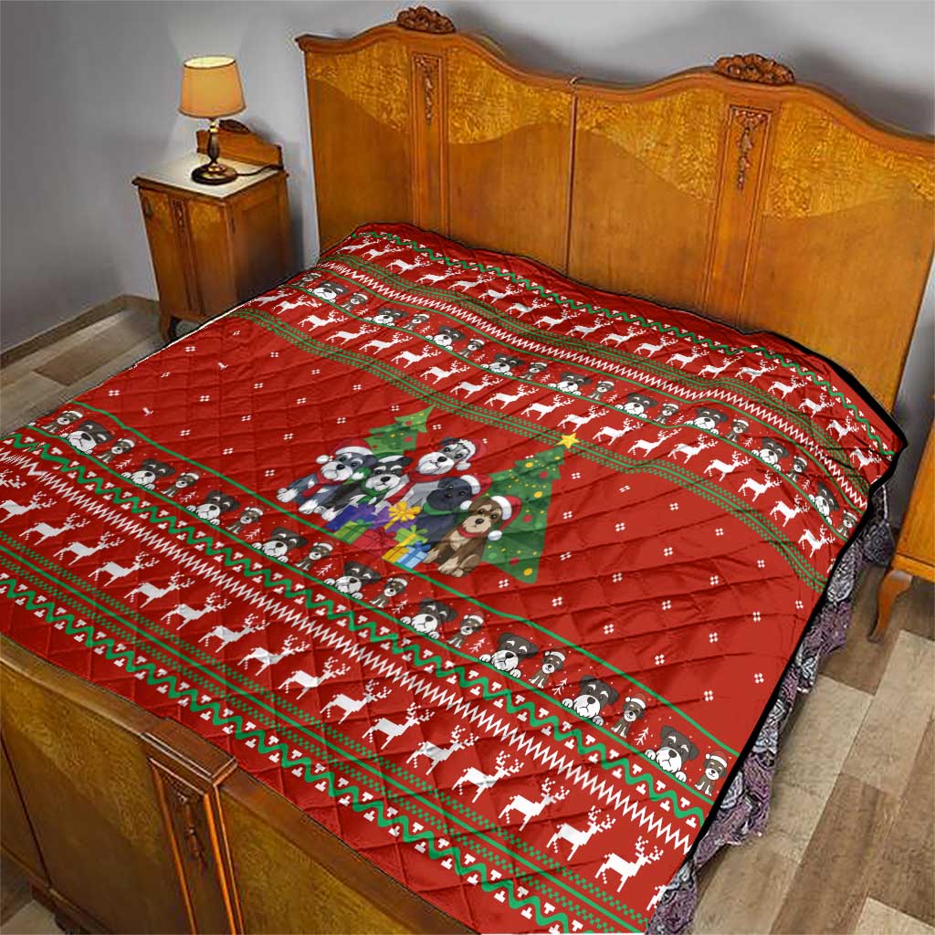 Miniature Schnauzer Family Snow Christmas Quilt Xmas Holiday Patterns - Wonder Print Shop