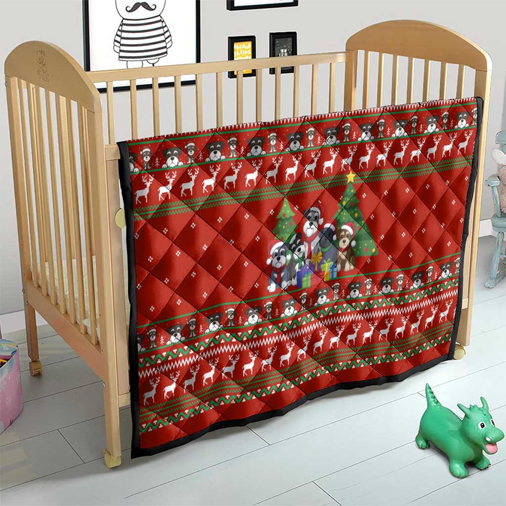 Miniature Schnauzer Family Snow Christmas Quilt Xmas Holiday Patterns - Wonder Print Shop