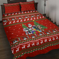 Miniature Schnauzer Family Snow Christmas Quilt Bed Set Xmas Holiday Patterns - Wonder Print Shop