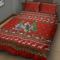 Miniature Schnauzer Family Snow Christmas Quilt Bed Set Xmas Holiday Patterns - Wonder Print Shop