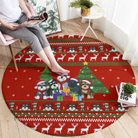 Miniature Schnauzer Family Snow Christmas Round Carpet Xmas Holiday Patterns - Wonder Print Shop