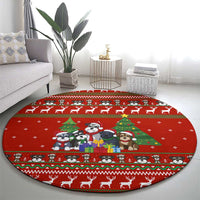 Miniature Schnauzer Family Snow Christmas Round Carpet Xmas Holiday Patterns - Wonder Print Shop