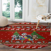 Miniature Schnauzer Family Snow Christmas Round Carpet Xmas Holiday Patterns - Wonder Print Shop