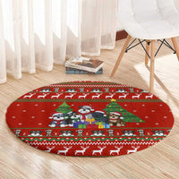 Miniature Schnauzer Family Snow Christmas Round Carpet Xmas Holiday Patterns - Wonder Print Shop