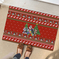 Miniature Schnauzer Family Snow Christmas Rubber Doormat Xmas Holiday Patterns - Wonder Print Shop