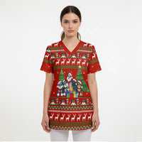 Miniature Schnauzer Family Snow Christmas Scrub Top Xmas Holiday Patterns - Wonder Print Shop