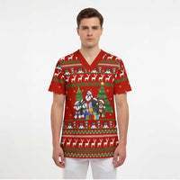 Miniature Schnauzer Family Snow Christmas Scrub Top Xmas Holiday Patterns - Wonder Print Shop