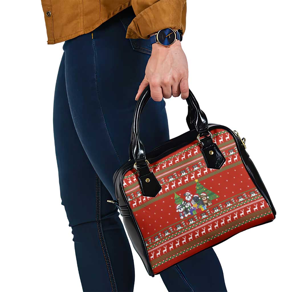 Miniature Schnauzer Family Snow Christmas Shoulder Handbag Xmas Holiday Patterns - Wonder Print Shop