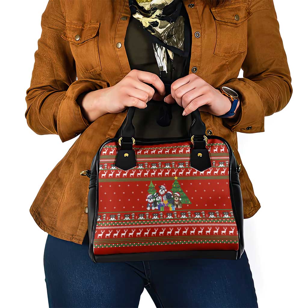 Miniature Schnauzer Family Snow Christmas Shoulder Handbag Xmas Holiday Patterns - Wonder Print Shop