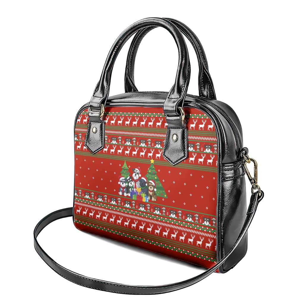 Miniature Schnauzer Family Snow Christmas Shoulder Handbag Xmas Holiday Patterns - Wonder Print Shop