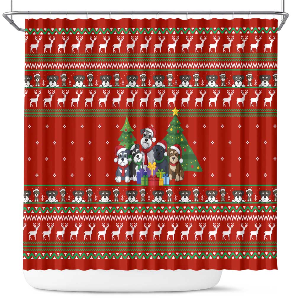 Miniature Schnauzer Family Snow Christmas Shower Curtain Xmas Holiday Patterns - Wonder Print Shop