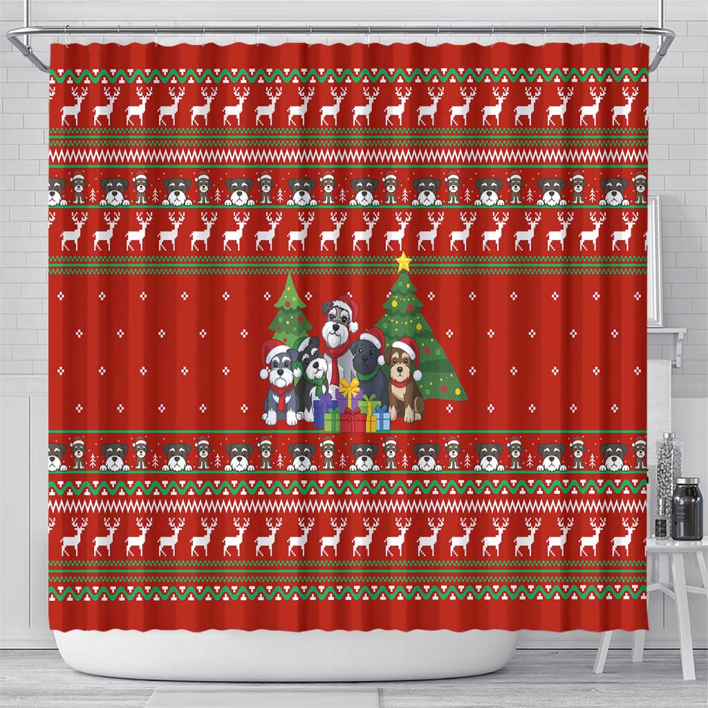 Miniature Schnauzer Family Snow Christmas Shower Curtain Xmas Holiday Patterns - Wonder Print Shop