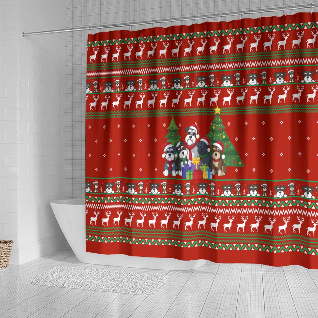 Miniature Schnauzer Family Snow Christmas Shower Curtain Xmas Holiday Patterns - Wonder Print Shop
