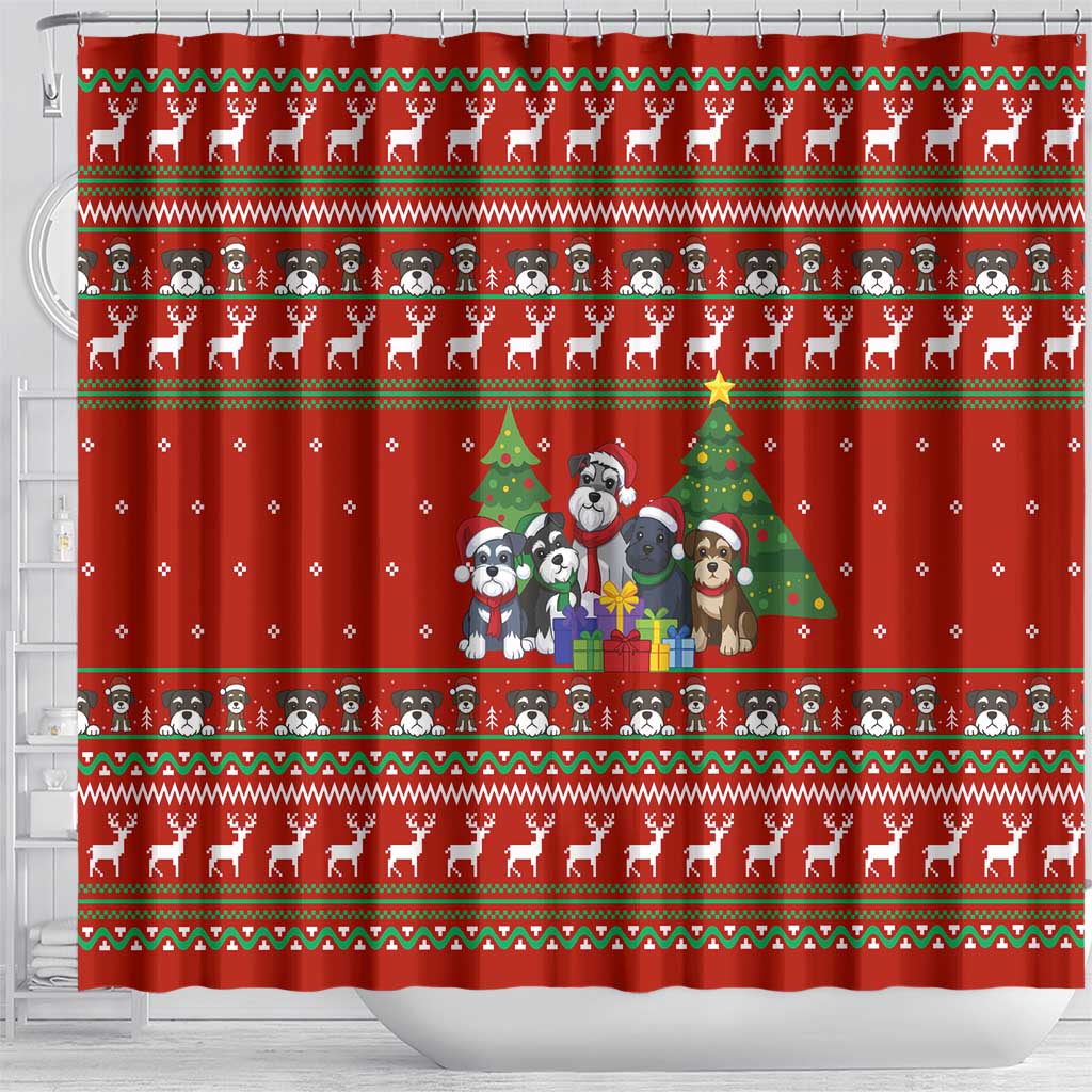 Miniature Schnauzer Family Snow Christmas Shower Curtain Xmas Holiday Patterns - Wonder Print Shop