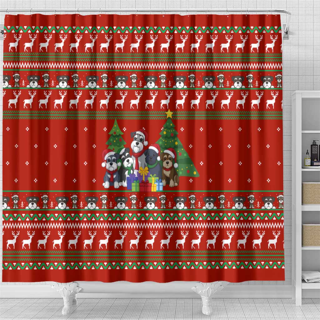 Miniature Schnauzer Family Snow Christmas Shower Curtain Xmas Holiday Patterns - Wonder Print Shop
