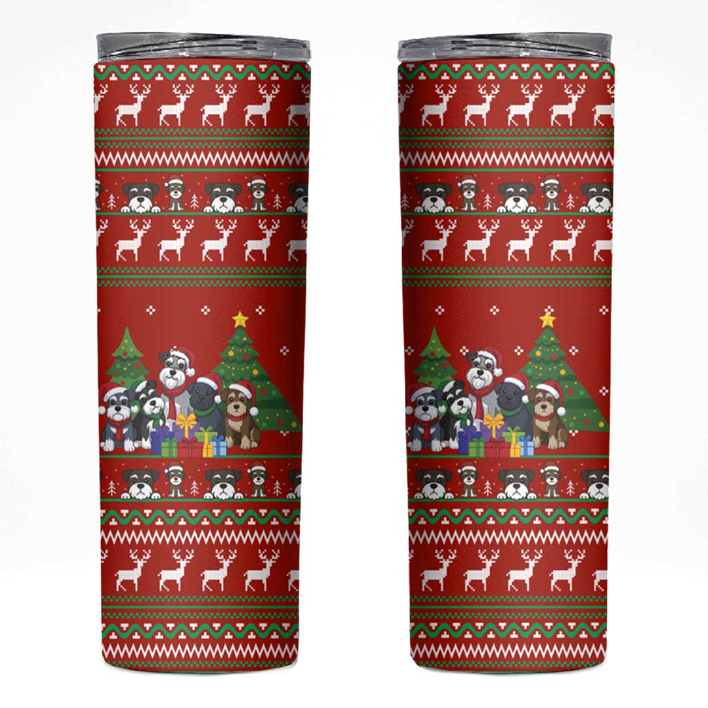 Miniature Schnauzer Family Snow Christmas Skinny Tumbler Xmas Holiday Patterns - Wonder Print Shop