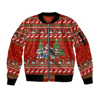 Miniature Schnauzer Family Snow Christmas Sleeve Zip Bomber Jacket Xmas Holiday Patterns - Wonder Print Shop