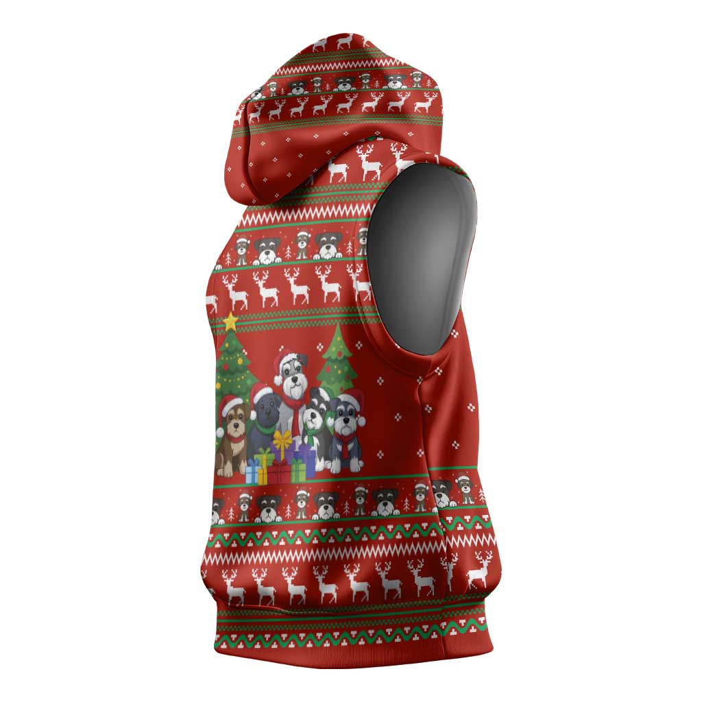 Miniature Schnauzer Family Snow Christmas Sleeveless Hoodie Xmas Holiday Patterns - Wonder Print Shop