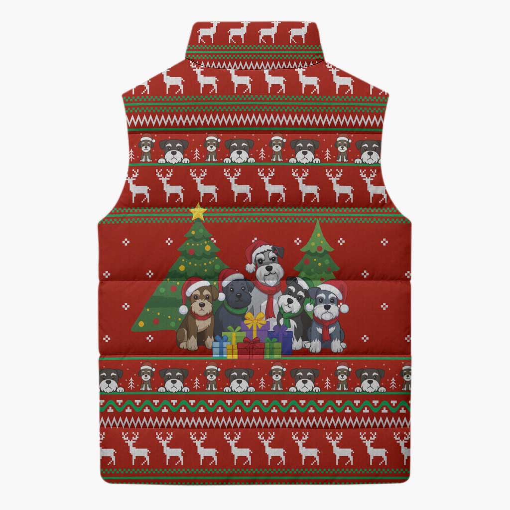 Miniature Schnauzer Family Snow Christmas Sleeveless Puffer Jacket Xmas Holiday Patterns - Wonder Print Shop