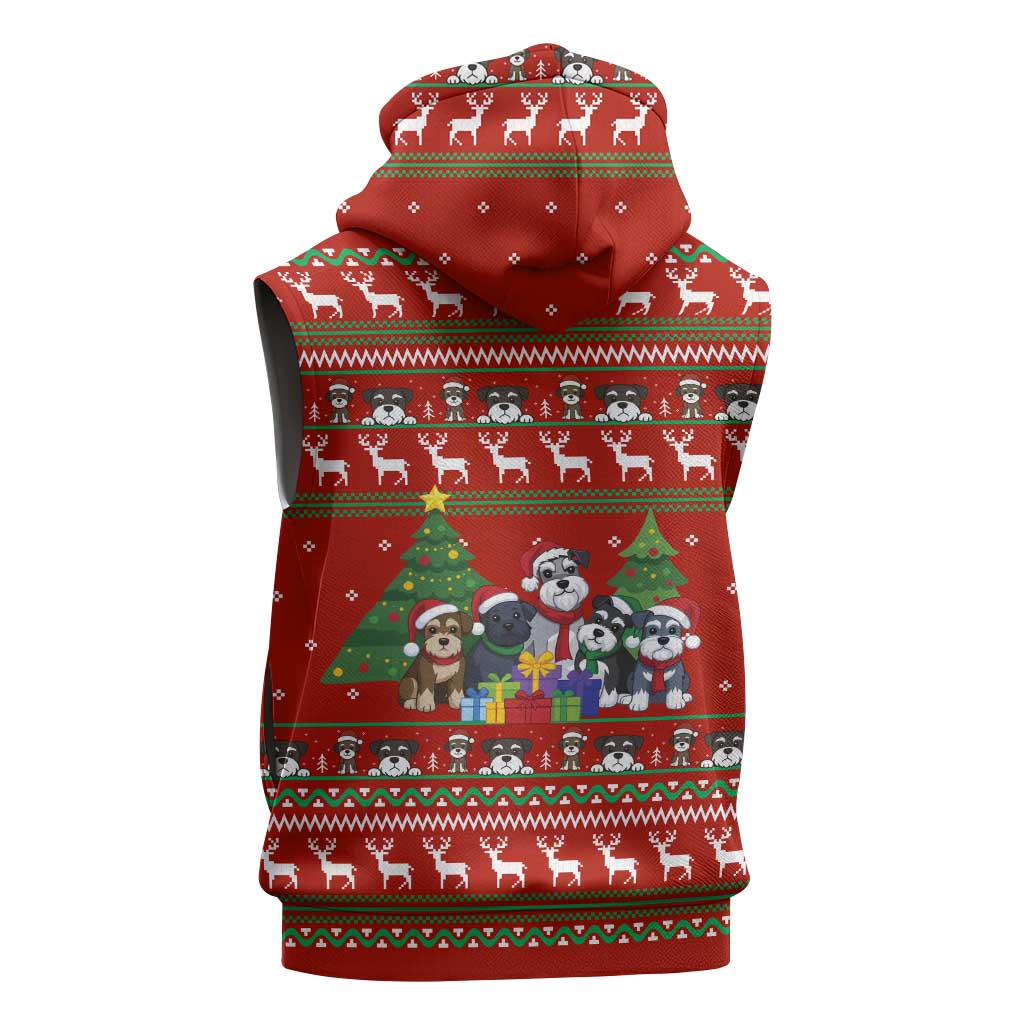 Miniature Schnauzer Family Snow Christmas Sleeveless Zip Hoodie Xmas Holiday Patterns - Wonder Print Shop