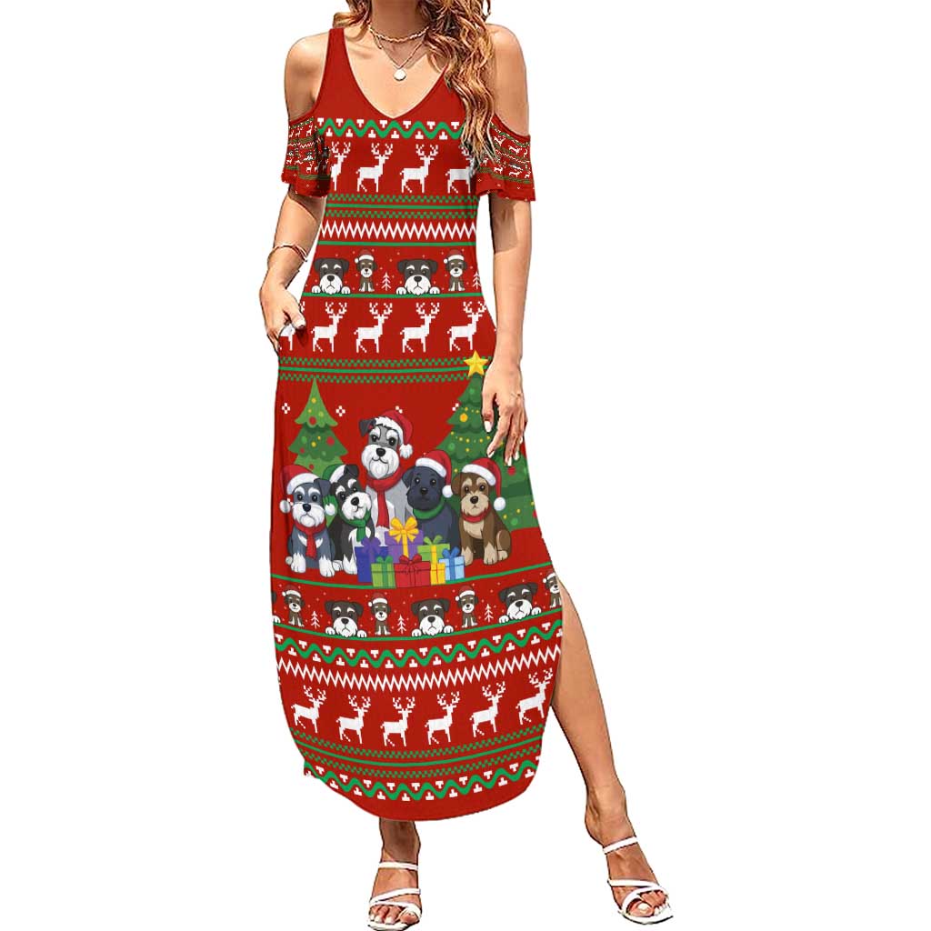 Miniature Schnauzer Family Snow Christmas Summer Maxi Dress Xmas Holiday Patterns - Wonder Print Shop