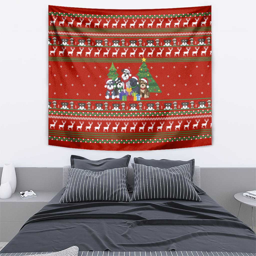 Miniature Schnauzer Family Snow Christmas Tapestry Xmas Holiday Patterns - Wonder Print Shop