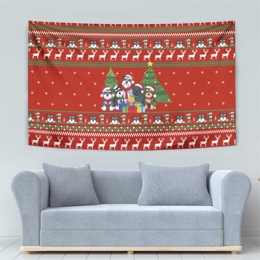Miniature Schnauzer Family Snow Christmas Tapestry Xmas Holiday Patterns - Wonder Print Shop