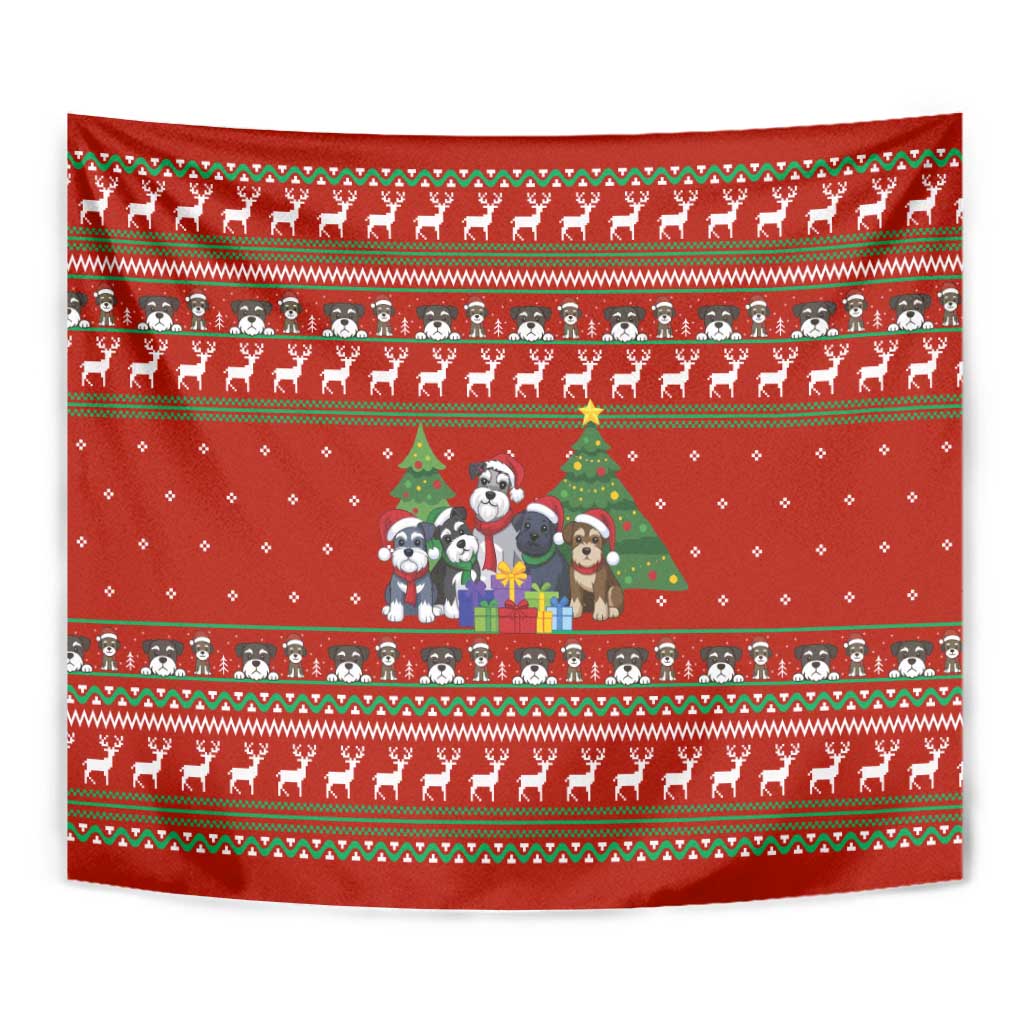Miniature Schnauzer Family Snow Christmas Tapestry Xmas Holiday Patterns - Wonder Print Shop