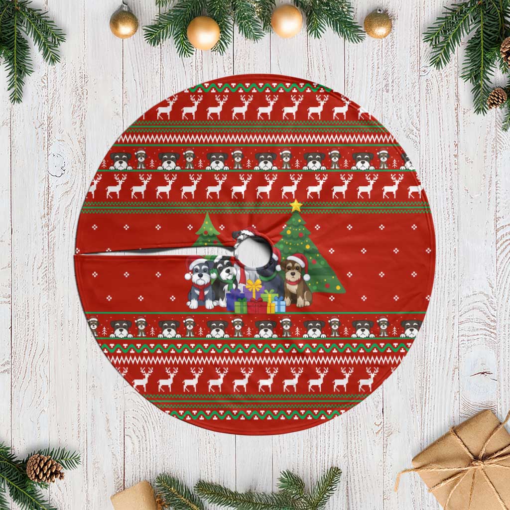 Miniature Schnauzer Family Snow Christmas Tree Skirt Xmas Holiday Patterns - Wonder Print Shop