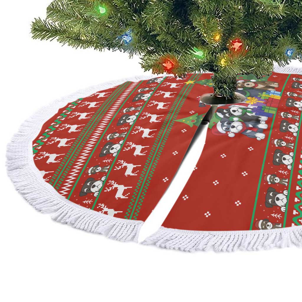 Miniature Schnauzer Family Snow Christmas Tree Skirt Xmas Holiday Patterns - Wonder Print Shop