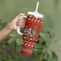 Miniature Schnauzer Family Snow Christmas Tumbler With Handle Xmas Holiday Patterns - Wonder Print Shop