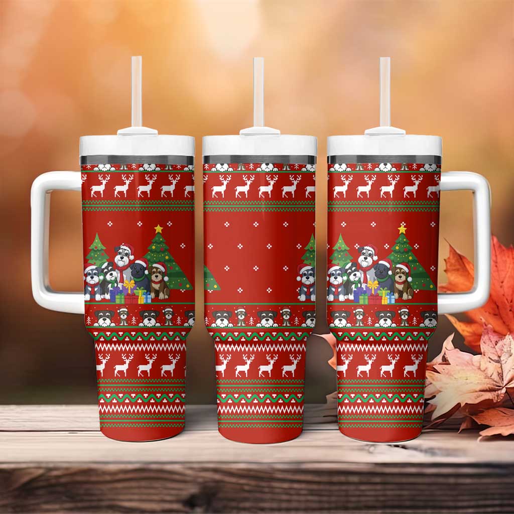 Miniature Schnauzer Family Snow Christmas Tumbler With Handle Xmas Holiday Patterns - Wonder Print Shop