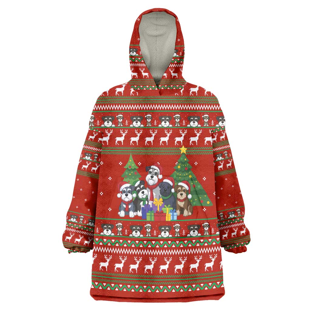 Miniature Schnauzer Family Snow Christmas Wearable Blanket Hoodie Xmas Holiday Patterns - Wonder Print Shop